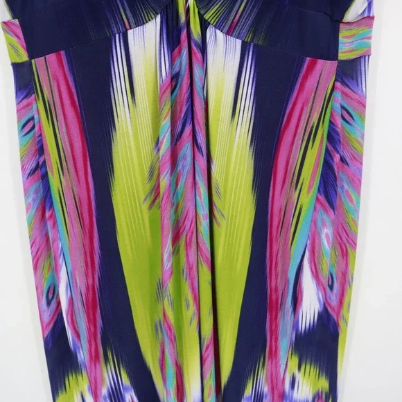 Chico's Maxi Dress Womens XL Blue Boho Vibrant Resortwear Eclectic Bold Artistic - Picture 7 of 16